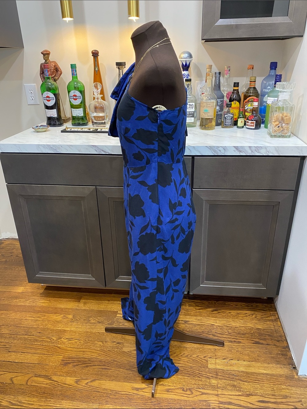 Kate Spade One-Shoulder bow Blue Floral Wide-Leg Jumpsuit coastal cottagecore - Picture 10 of 17
